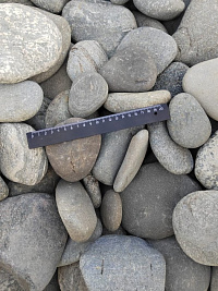 Kamenclub.ru: Галька речная плоская (серо-белая) фр. 70-120 мм. купить в Электростали галька галечник речной серый, белый окатанная плоская  природная галька 9000 руб/т   фото КАМЕНЬ КЛУБ