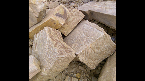 Kamenclub.ru: Песчаник пластушка желтый с рисунком (4-6 см)  купить в Электростали плитняк пластушка желтый с рисунком песчаник 9 000 руб/м3   фото КАМЕНЬ КЛУБ