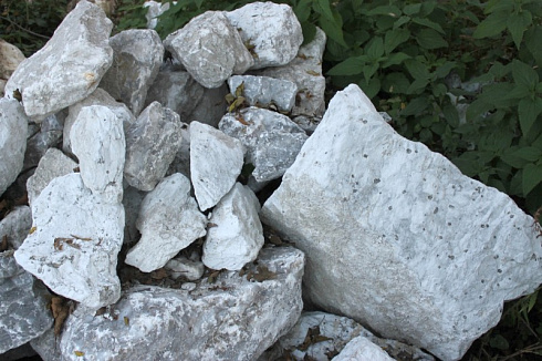 Kamenclub.ru: Мраморизированный известняк фр. 100-500 мм.  купить в Электростали известняк серый белый темно-серый сероватый валун природного образования окатанный 10500 руб/т   фото КАМЕНЬ КЛУБ