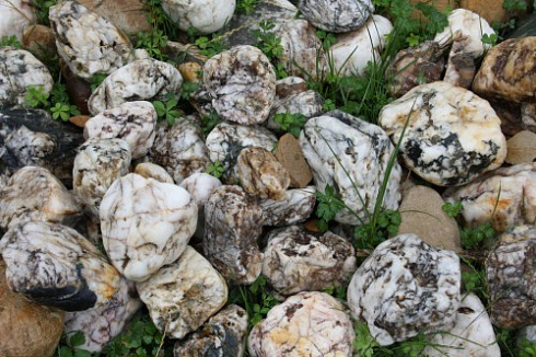 Kamenclub.ru: Кварцевый валунчик фр.100-300 мм.  купить в Электростали кварц белый, бежевый молочный рыжий крупный природный камень галечник 7850 руб/т   фото КАМЕНЬ КЛУБ