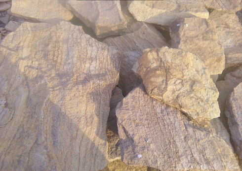 Kamenclub.ru: Песчаник пластушка "фонтанка" желтая (3,0 - 5,0 см)  купить в Электростали песчаник желтая, рыжий, желтый песчаник колотый рваный со сколом облицовочный 16200 руб/м3   фото КАМЕНЬ КЛУБ