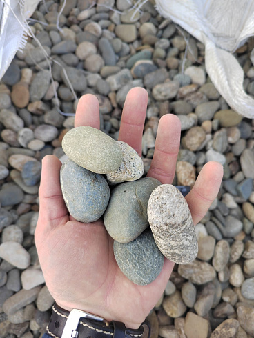 Kamenclub.ru: Галька речная окат (пестрая) фр. 20-40 мм. купить  в Электростали галька речная пестрая, серая, серые оттенки галька речная окатанная округлая 5000 руб/т   фото КАМЕНЬ КЛУБ