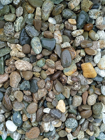 Kamenclub.ru: Галька горная речная окат (цветная) фр. 20-40 мм. купить  в Электростали галька речная серый синий бежевый белый окатанная речная галька ландшафтная 6800 руб/т   фото КАМЕНЬ КЛУБ